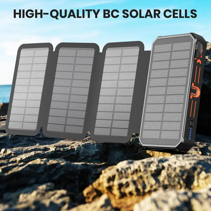 🎁48000mAh Solar Power Bank with Wireless Charging &amp; Built-In Cables
