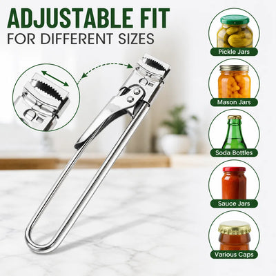 🎁Adjustable Stainless Steel Jar Opener – Easy-Grip Lid & Bottle Opener
