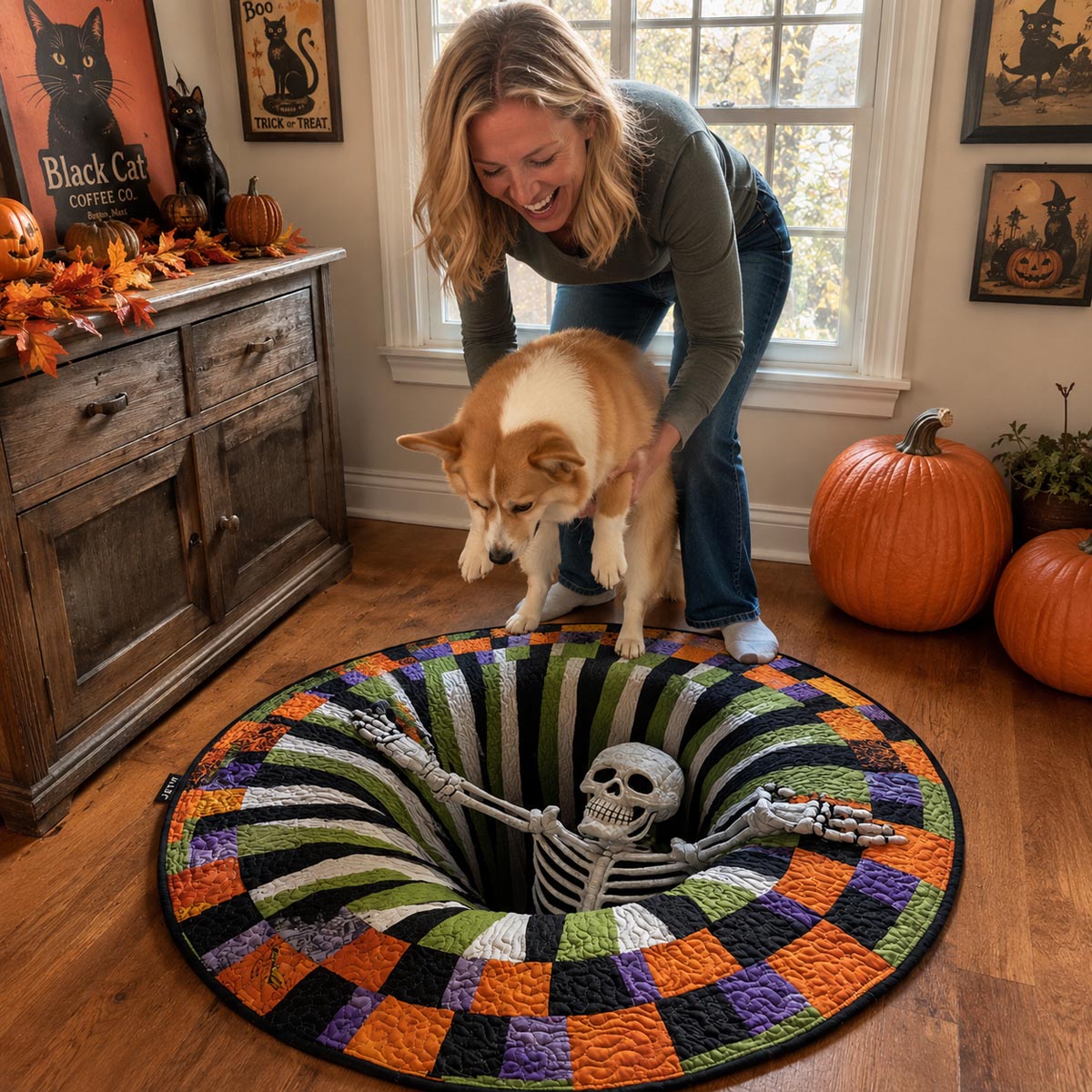Candy Corn Abyss Quilted Round Mat
