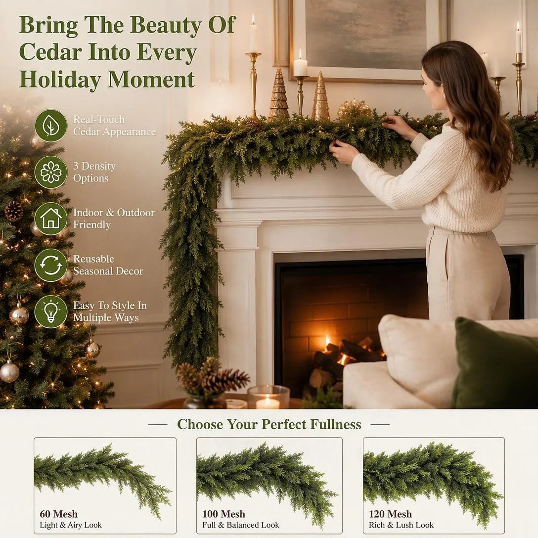 Lush Christmas Cedar Garland For Festive Holiday Decor