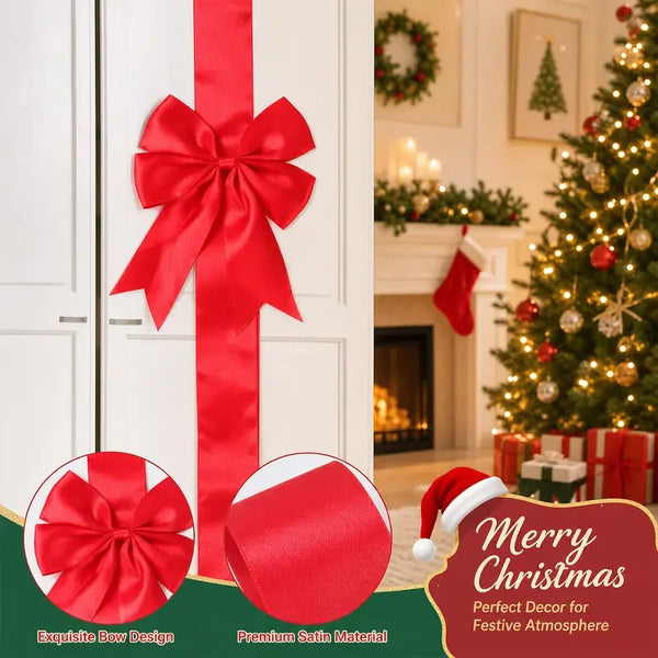 🎁Red Christmas Cabinet Bows &amp; Satin Ribbon Decorations – 4 Pack