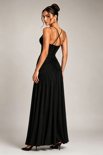 Women’s Elegant Square-Neck Backless Maxi Dress