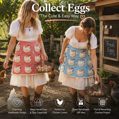 12-Pocket Chicken Egg Gathering Apron Crochet Pattern – Handmade Farmhouse Craft