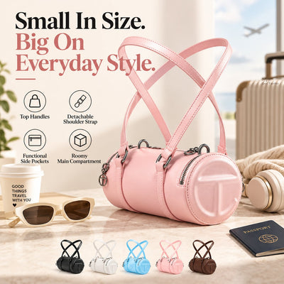 🎁Mini Faux Leather Duffle Bag With Detachable Shoulder Strap