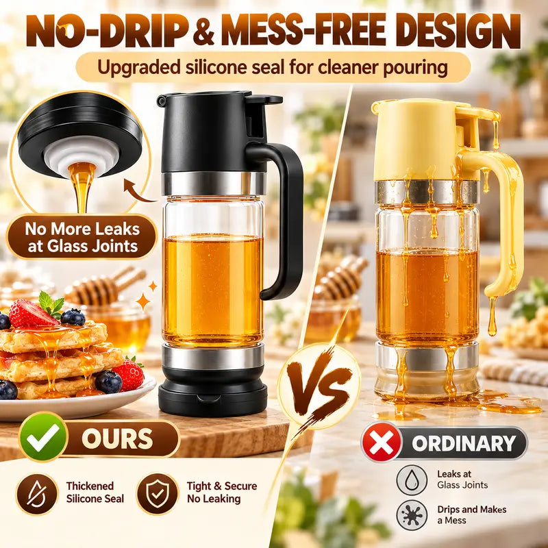 🎁No Drip Glass Honey & Syrup Dispenser