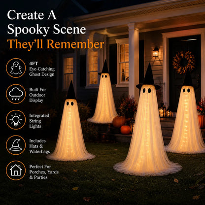 4FT Lighted Halloween Ghost Yard Decorations
