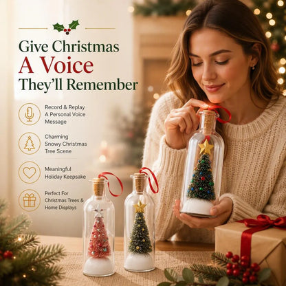 Recordable Christmas Message Bottle Keepsake With Snowy Tree