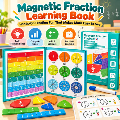 🎁Magnetic Fraction Learning Book – Hands-On Math Manipulative for Kids