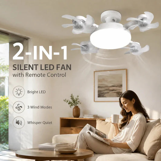 2-in-1 Ceiling Fan Light Bulb with Remote – No Wiring, Instant Cooling