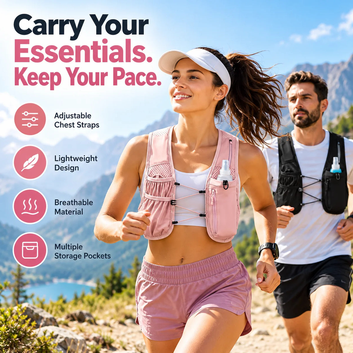 🎁Lightweight Adjustable Running Hydration Vest with Pockets