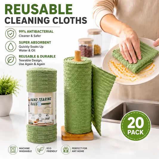 🎁Reusable Tear-Off Cleaning Cloths – 20 Pack, Washable & Absorbent