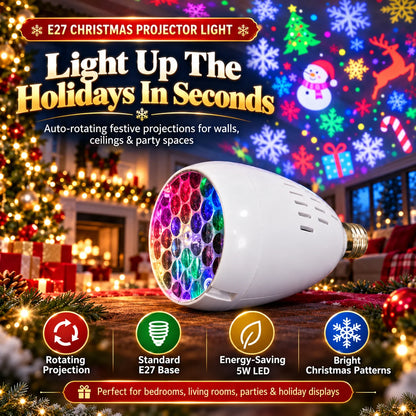 🎁E27 Rotating Christmas Snowflake Projector Light Bulb
