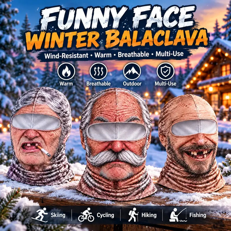 🎁Funny Old Man Face Balaclava – Warm Wind-Resistant Winter Ski Mask