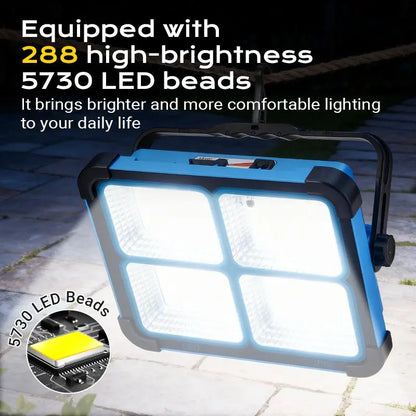 🎁Solar Rechargeable LED Work Light – 288 LEDs, Magnetic &amp; Waterproof