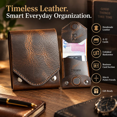 🎁Vintage Handmade Leather Wallet With Business Card Holder