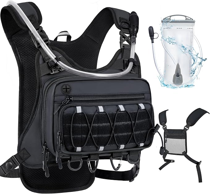 💧 Men’s 2L Tactical Hydration Running Vest – Lightweight Adjustable Chest Pack