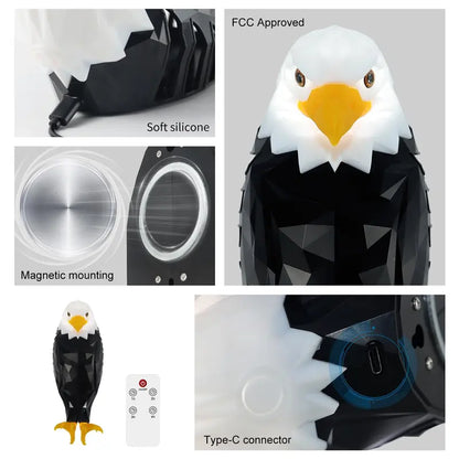 Eagle Wall Light LED Magnetic Night Lamp No Drill Easy Install USB Rechargeable Cool Room Decor