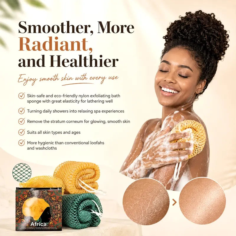 Summervibes African Exfoliating Net Bath Sponge for Deep Cleansing & Body Exfoliation