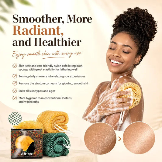 Summervibes African Exfoliating Net Bath Sponge for Deep Cleansing & Body Exfoliation