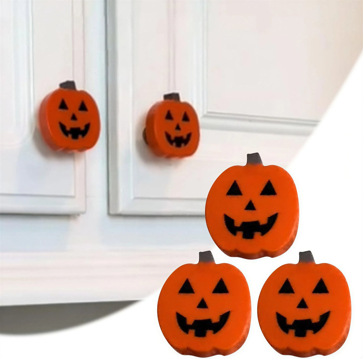 10Pcs Pumpkin Cabinet Knob Covers — Instant Halloween Decor