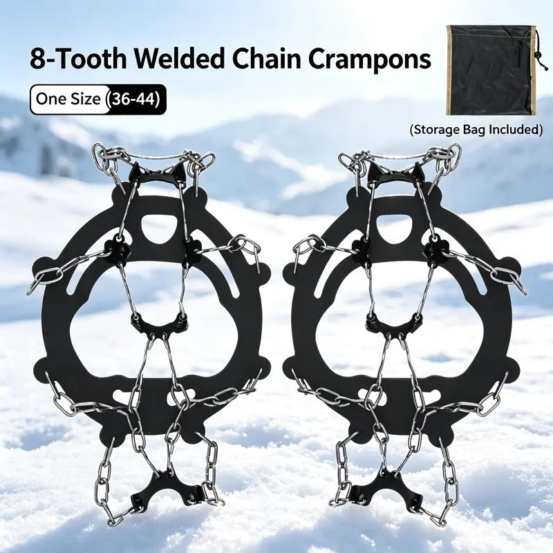 🎁Lightweight 8-Claw Ice Cleats for Shoes &amp; Boots – Anti-Slip Snow Grips