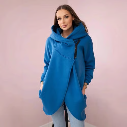 Women's Plus Size Hooded Sweatshirt. Half-zip Fashion Design