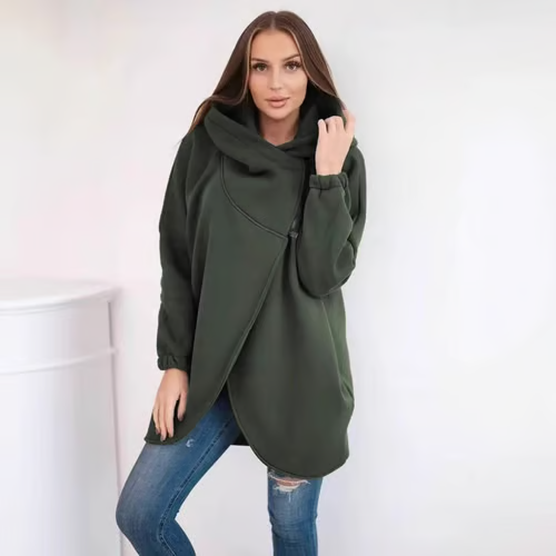 Women's Plus Size Hooded Sweatshirt. Half-zip Fashion Design
