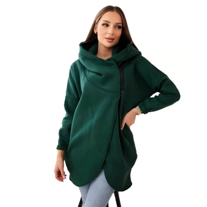 Women's Plus Size Hooded Sweatshirt. Half-zip Fashion Design