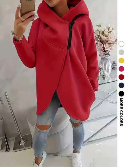 Women's Plus Size Hooded Sweatshirt. Half-zip Fashion Design