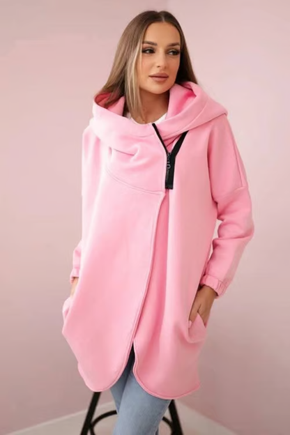 Women's Plus Size Hooded Sweatshirt. Half-zip Fashion Design