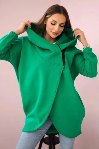 Women's Plus Size Hooded Sweatshirt. Half-zip Fashion Design
