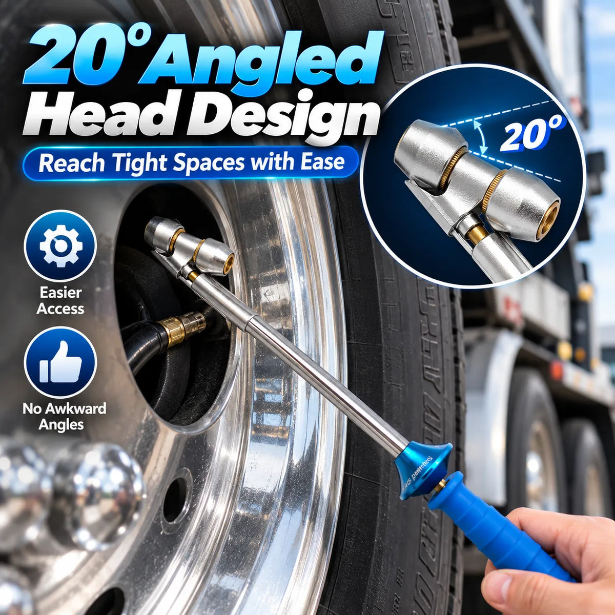 🎁16" Dual-Head Tire Air Chuck – Extended Reach Inflation Tool