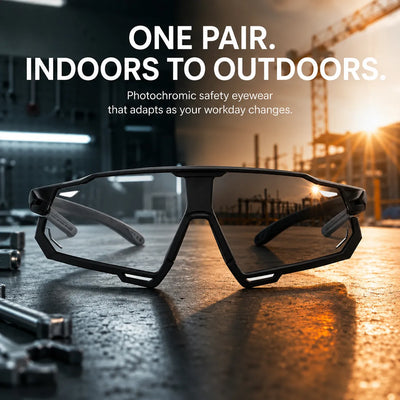 🎁Photochromic Safety Glasses With Wraparound Protection & Removable Foam Lining