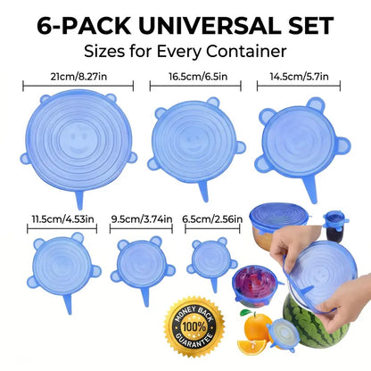 Universal Reusable Silicone Lids – 6-Pack
