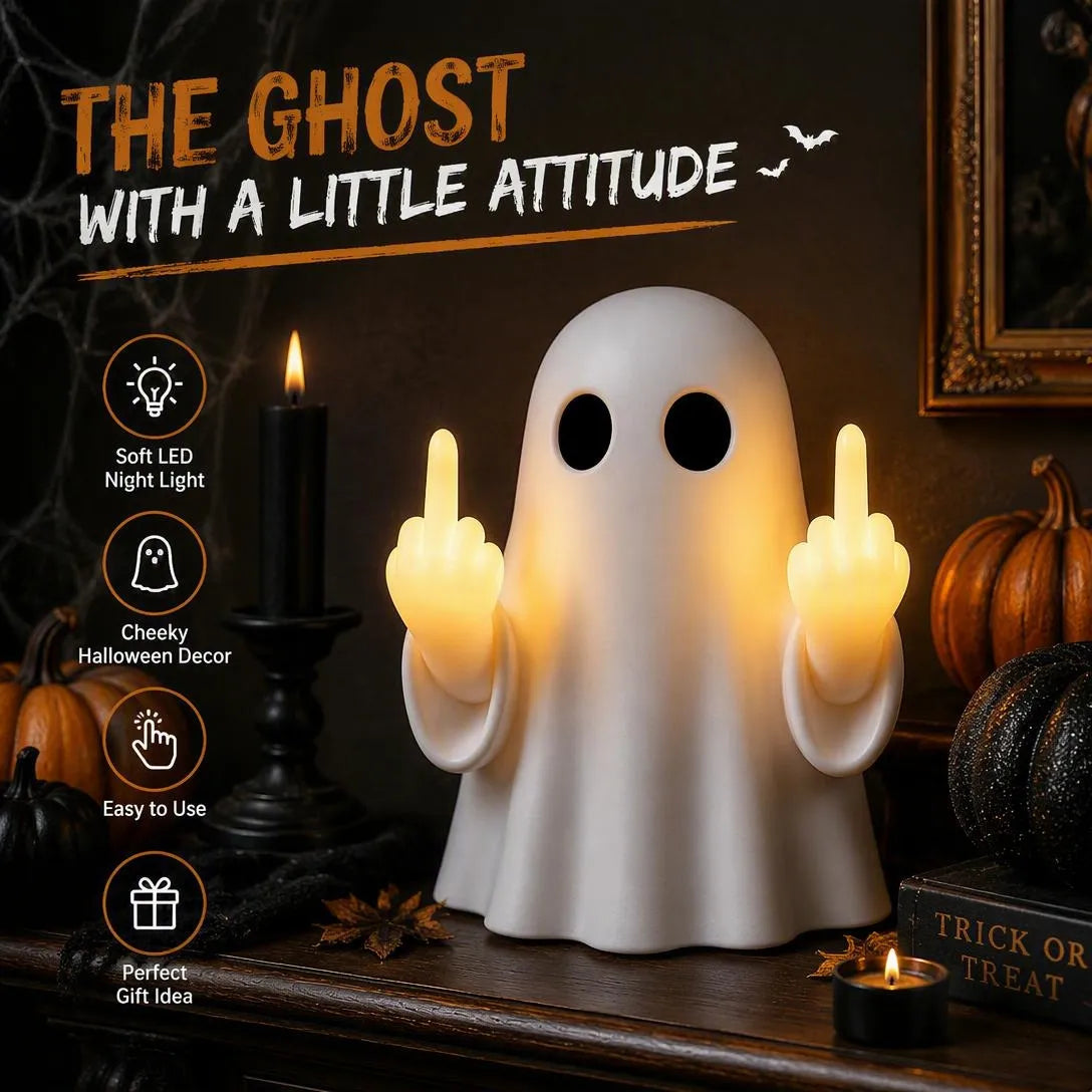 Funny Middle Finger Ghost Halloween LED Night Light