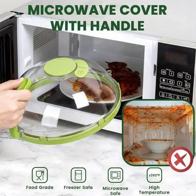 🎁2-in-1 Transparent Microwave Splatter Cover With Handle