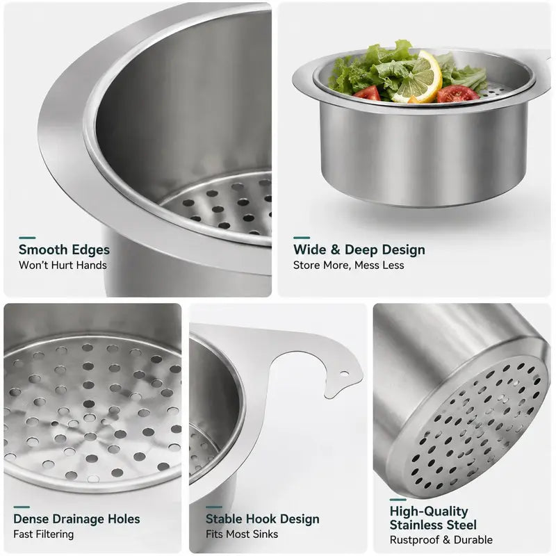 🎁2 Count Stainless Steel Hanging Sink Drain Strainer Baskets