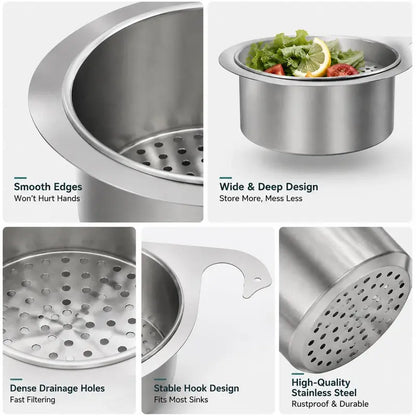 🎁2 Count Stainless Steel Hanging Sink Drain Strainer Baskets