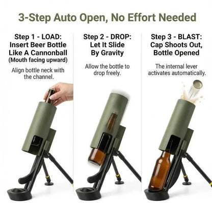 Beer Bottle Mortar Opener – Tactical Cap Launcher & Desktop Beer Opener