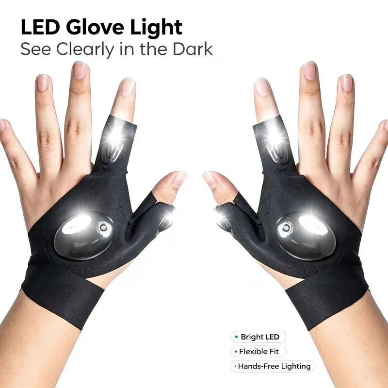 🎁LED Finger Flashlight Gloves – Hands-Free Lighting For Repairs, Fishing & Outdoor Activities