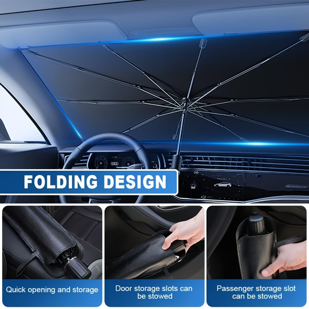 Foldable Windshield Sun Shade Umbrella 55" x 31" ☂️🚗 | Reflective Car Sunshade for Heat Insulation & UV Protection