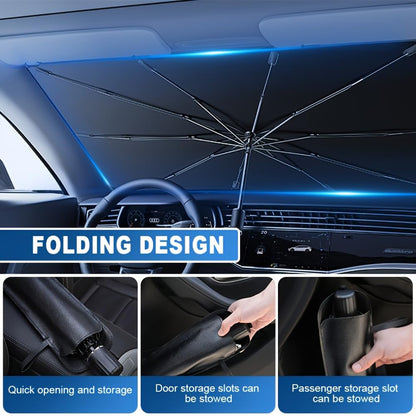 Foldable Windshield Sun Shade Umbrella 55" x 31" ☂️🚗 | Reflective Car Sunshade for Heat Insulation & UV Protection
