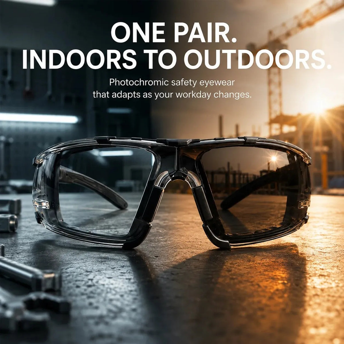 🎁Photochromic Safety Glasses With Wraparound Protection & Removable Foam Lining