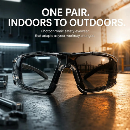 🎁Photochromic Safety Glasses With Wraparound Protection & Removable Foam Lining