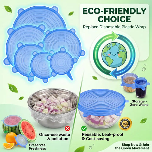 Universelle wiederverwendbare Silikondeckel – 6er-Pack