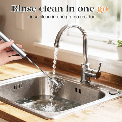 2PCS Stainless Steel Hand-Push Rotary Whisk – Semi-Automatic Egg Beater & Milk Frother