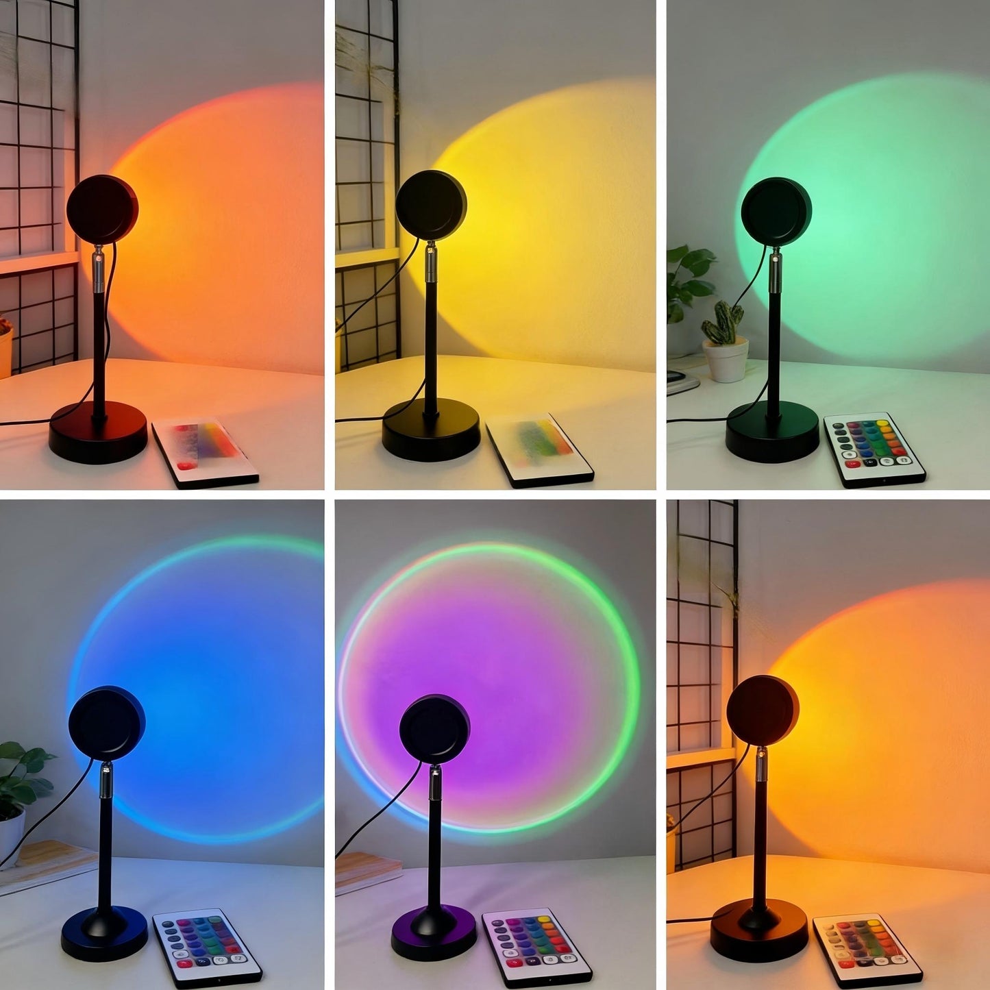 Sunset Lamp Projector Light – 16 RGB Colors, 180° Rotation & Remote Control
