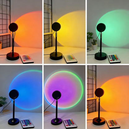Sunset Lamp Projector Light – 16 RGB Colors, 180° Rotation & Remote Control