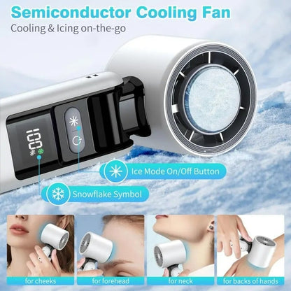 ❄️ 50% OFF Summer Deal | Multifunction Handheld Turbo Cooling Fan with AC-Like Ice Gel Pad & 5 Gears