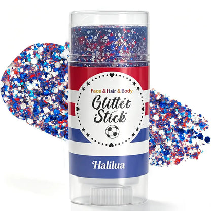 ✨ Self-Adhesive Glitter Stick – Red White & Blue Patriotic Body Makeup for 4th of July & Festivals